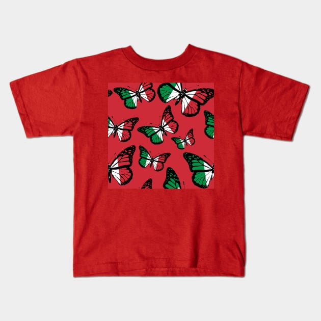 Vintage Italy Butterfly Moth Stand with Italy | Italy Republic Day Italian Flag Kids T-Shirt by Mochabonk